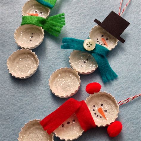 Crafty Lumberjacks: Bundled Bottle Cap Snowmen!