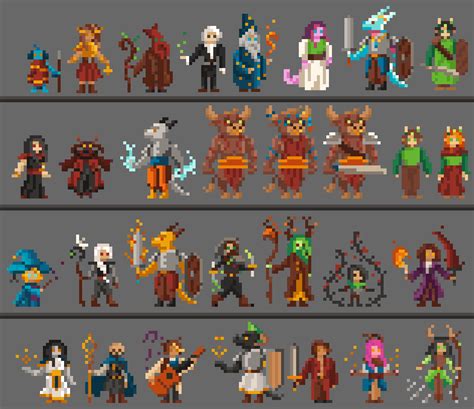 Some pixel art fantasy character designs I made! : r/PixelArt