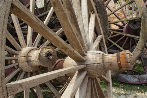 The Old Wooden Wagon Wheels Stock Photo - Image of brown, rural: 119547332