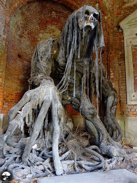 Demon statue at an abandoned mausoleum in Poland : r/Damnthatsinteresting