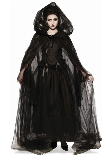 Black Hooded Women Cape - Witch Costumes