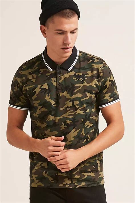 Product Name:Camo Print Polo Shirt, Category:mens-main, Price:14.9