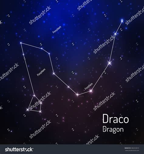 Draco (Dragon) Constellation In The Night Starry Sky. Vector ...