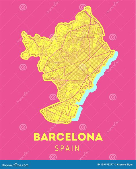 Vector City Map of Barcelona. Stock Vector - Illustration of gray, line ...