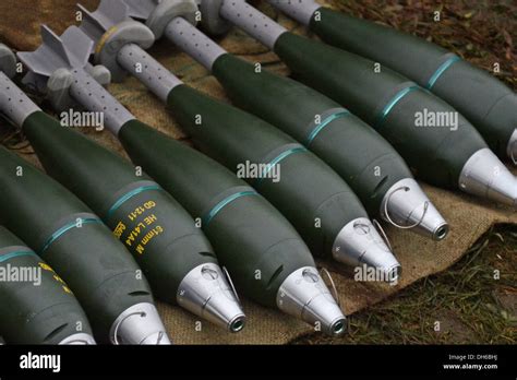 Mortar,81mm mortar bombs ready to put down the tube Stock Photo - Alamy