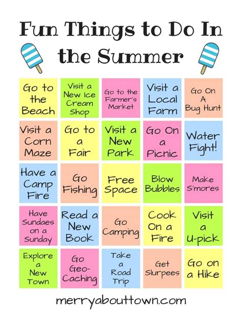 Fun Things to Do In the Summer Printable - Merry About Town