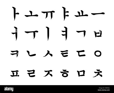 North Korean Alphabet in calligraphy Stock Photo - Alamy