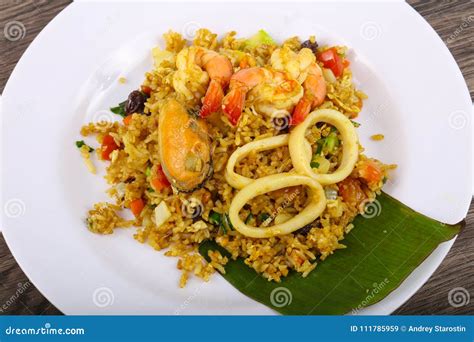 Fried rice with seafood stock image. Image of carrot - 111785959