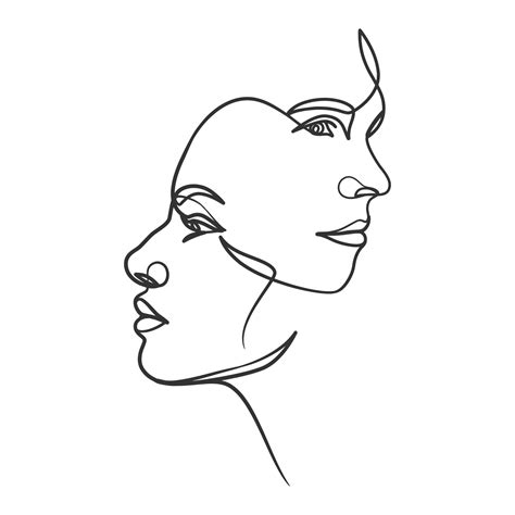 Continuous line drawing of woman face. One line woman portrait 6034517 ...