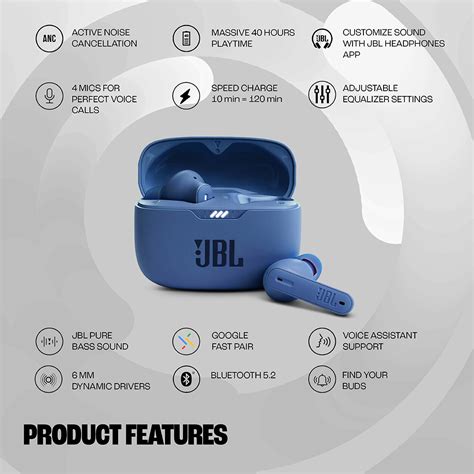 JBL Tune 230 NC True Wireless Earbuds with Noise Cancellation, Blue ...