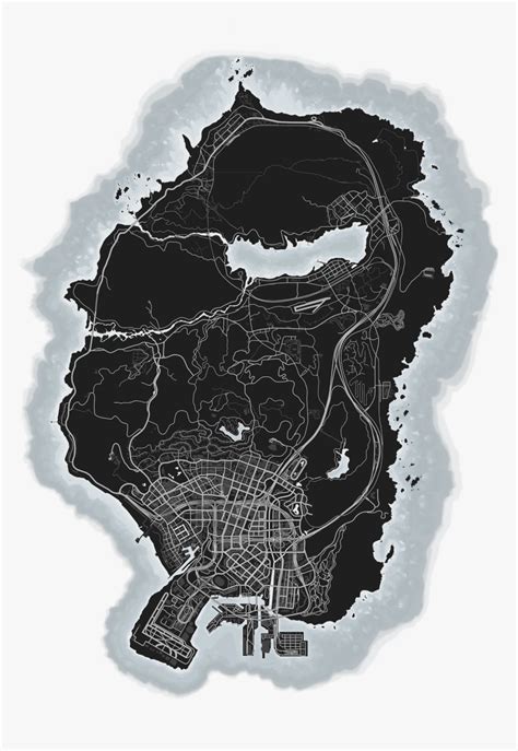 Gta V Map Black And White, HD Png Download - kindpng