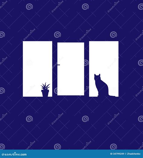 Cat on Window. Silhouette stock illustration. Illustration of nature ...