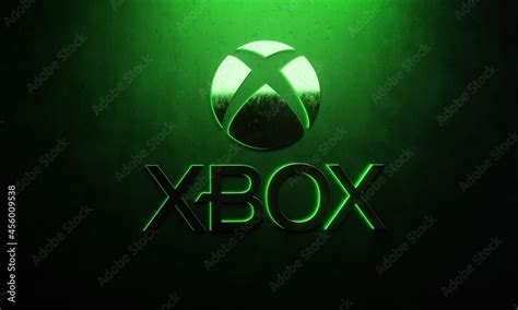 Three-dimensional Xbox logo against dark backdrop with neon green ...