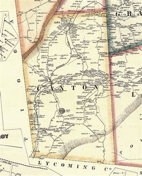 Canton Township, Pennsylvania 1858 Old Town Map Custom Print - Bradford ...