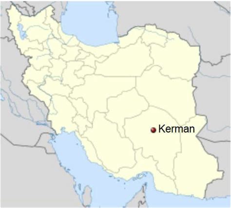 Kerman's location in Iran (30 15 0 N 56 58 0 E). | Download Scientific ...