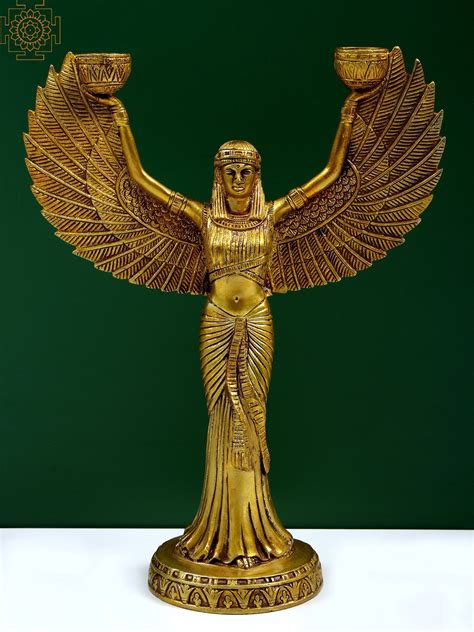 12" Goddess Isis In Brass | Handmade | Made In India | Exotic India Art