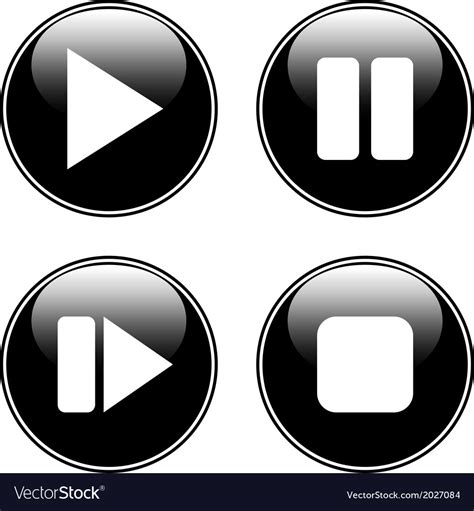 Play pause stop forward buttons set Royalty Free Vector