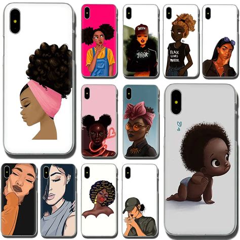 Queen Afro Melanin Poppin black girl Hard Phone Case for Apple iPhone ...