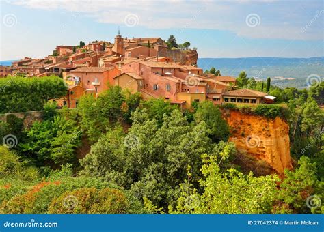 Roussillon Village Sunset View, Provence, France Stock Photo - Image of ...