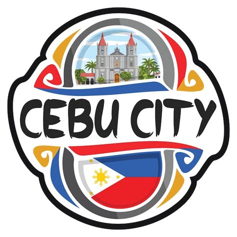 Premium Vector | Cebu city philippines flag travel souvenir sticker ...