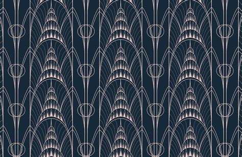 Dark blue Art Deco Chrysler Architectural Pattern Wallpaper Mural ...