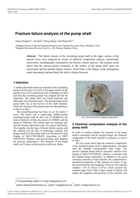 (PDF) Fracture failure analysis of the pump shaft