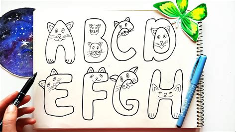 Doodle Alphabet Letters with Cat - Doodles Drawing Ideas for Bullet ...