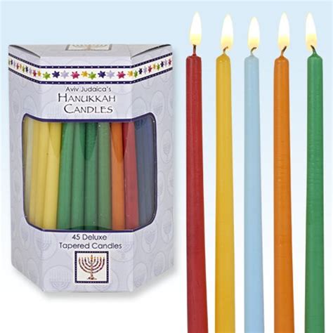 Deluxe Tapered Assorted Solid Colors Hanukkah Candles