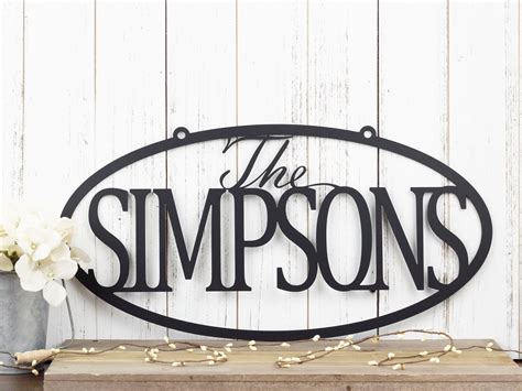 Buy Hand Crafted Family Name Oval Metal Sign - Matte Black Shown, made ...