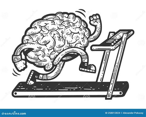 Brain Running Training on Treadmill Sketch Raster Stock Illustration ...