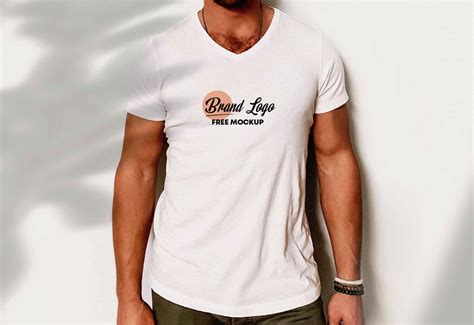 Free V Neck T-Shirt Mockup (PSD)