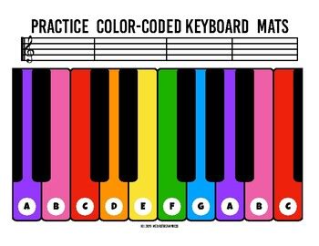 Practice Color Keyboard Mats -printable piano keyboard sheets for music ...