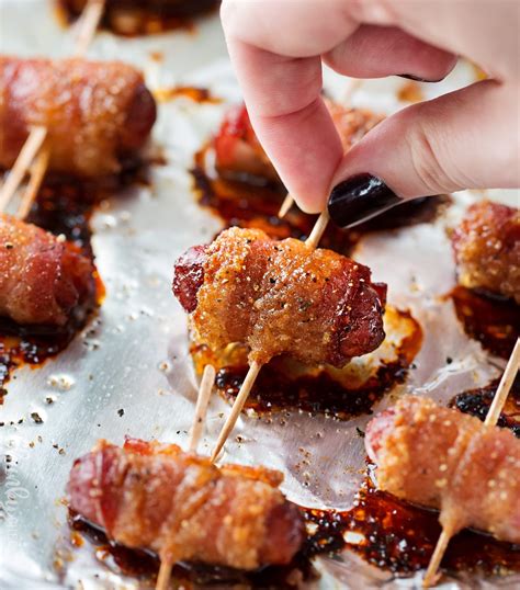 Bacon-Wrapped Little Smokies (sweet & spicy) - The Chunky Chef