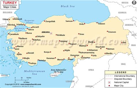 Cities in Turkey, Map of Turkey Cities