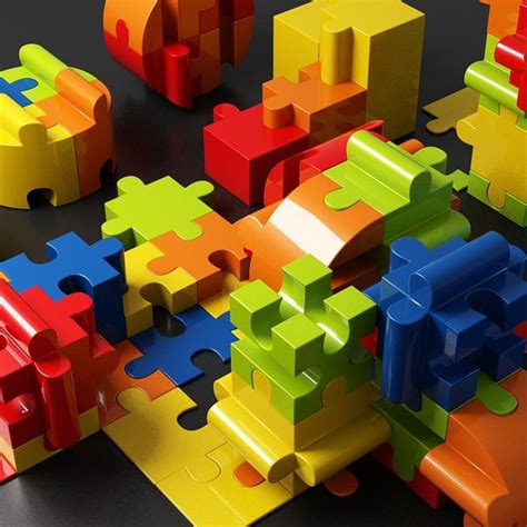 3d model jigsaw puzzle building blocks