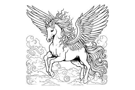 Beautiful Unicorn Pegasus Coloring Pages Illustration par ...