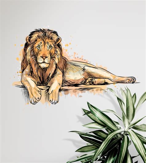 Lion Wall Decal Full Color Lion Wall Sticker Lion Wall | Etsy