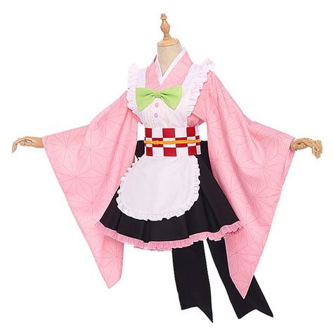 Kamado Nezuko Demon Slayer Cosplay Costume Maid Outfit – Cosplaysky.ca