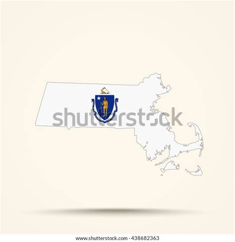 Map Massachusetts Massachusetts Flag Colors Stock Illustration 438682363