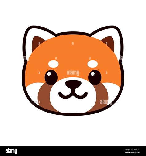 Cute cartoon red panda face drawing. Kawaii icon or logo, vector clip ...