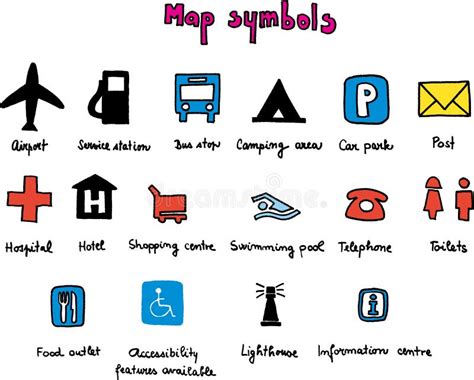 Map symbols stock vector. Image of information, accessibility - 6021340