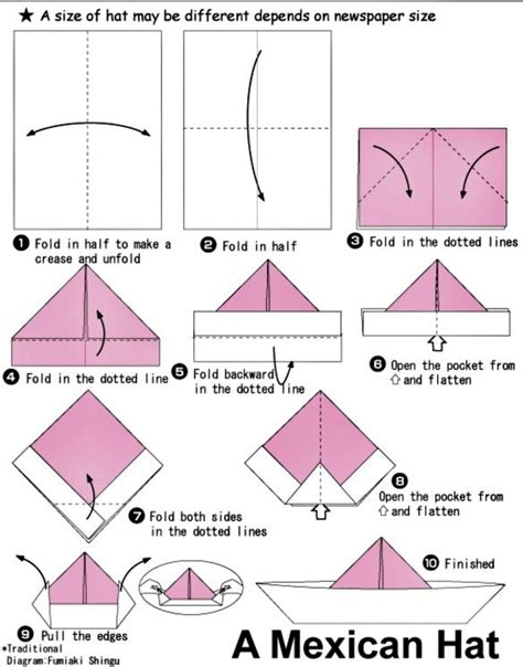 Origami mexican hat/sail boat | Origami hat, Origami boat instructions ...