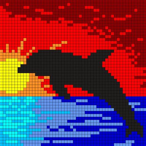 DolphinSunset Perler Bead Pattern | Bead Sprites | Misc Fuse Bead Patterns