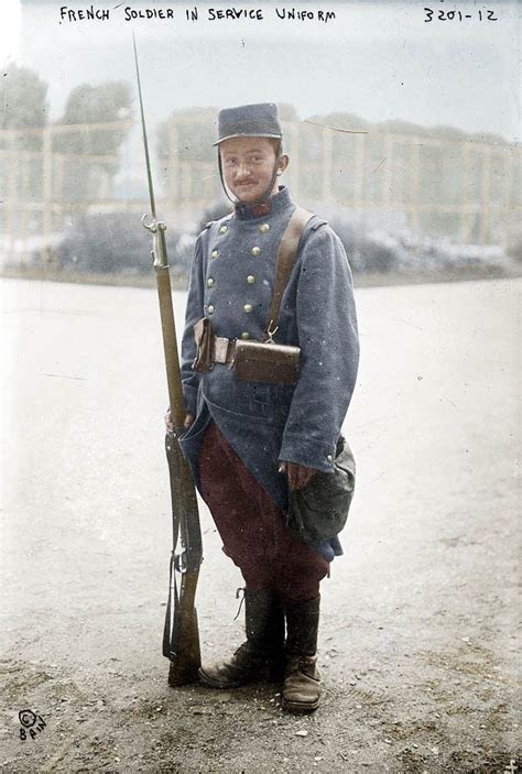 French soldier in service uniform, circa 1914 World War One, First ...