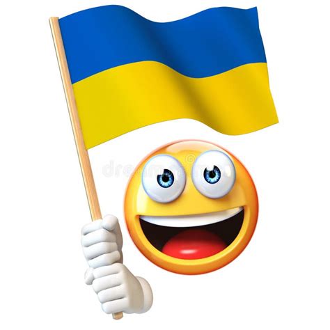 Emoji Holding Ukrainian Flag, Emoticon Waving National Flag of Ukraine ...