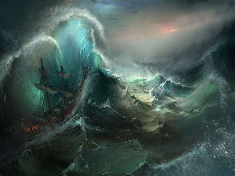 Stormy Seas, Tysen Johnson | Ocean painting, Fantasy landscape, Storm art