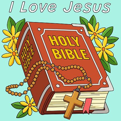 Christian I Love Jesus Colored Cartoon I Stock Illustration - Download ...