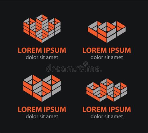 Vector Building Blocks Logo Set, Abstract Geometric Logos, Structure ...