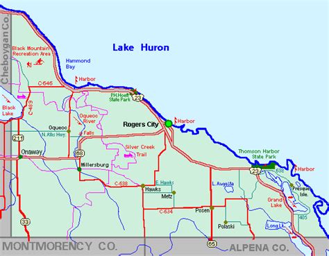 Presque Isle County Map Tour - lakes - snowmobile - ATV - river - hike ...