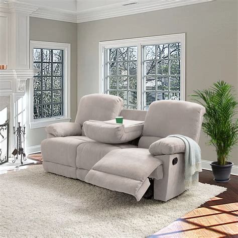 Corliving Lea Beige Chenille Fabric Reclining Sofa | The Home Depot Canada